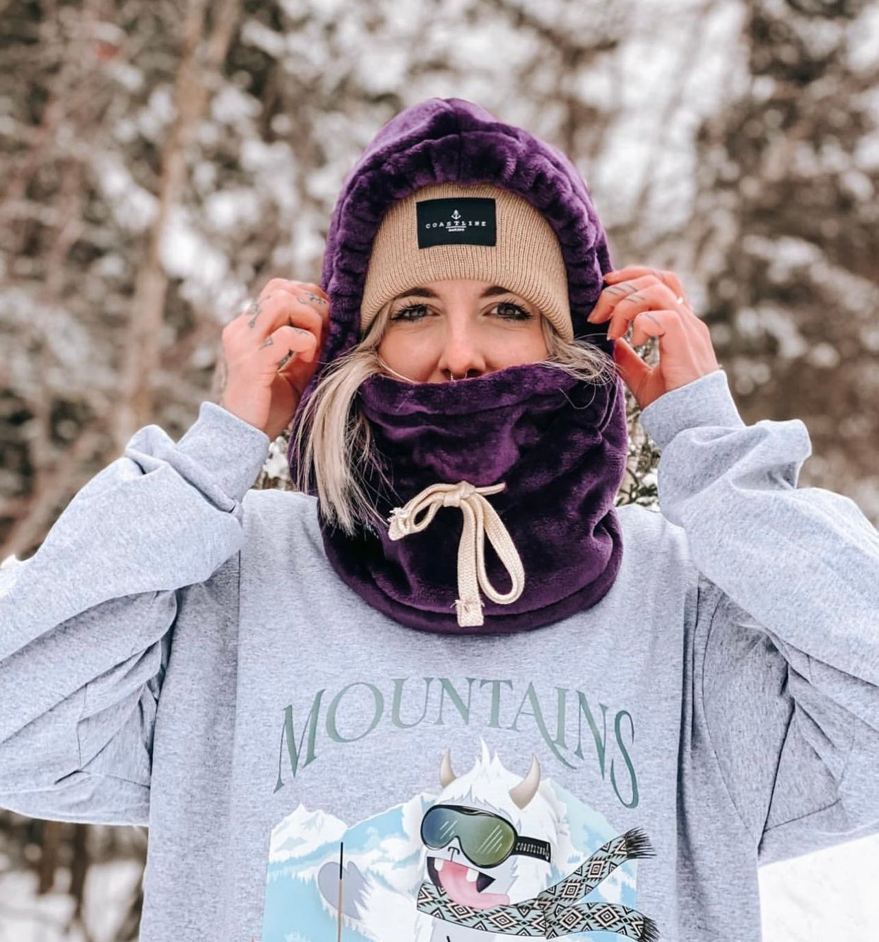 Fleece hood - Mauve